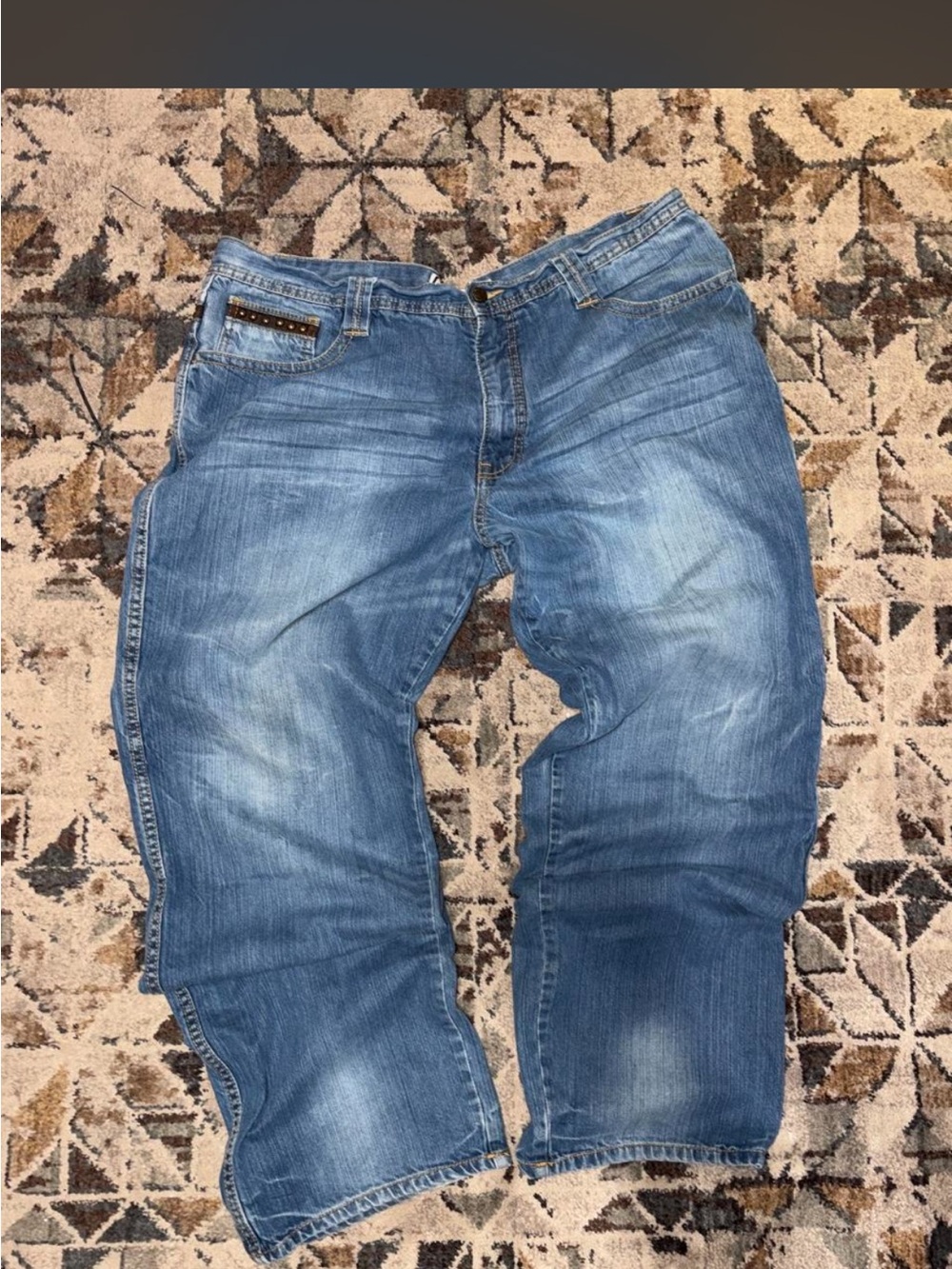 Pelle Pelle Men's Blue Relaxed Fit Denim Jeans